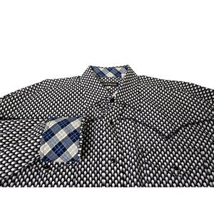 Stetson Pearl Snap Geometric Western Shirt Men's XL Long Sleeve Flip Cuff Cowboy